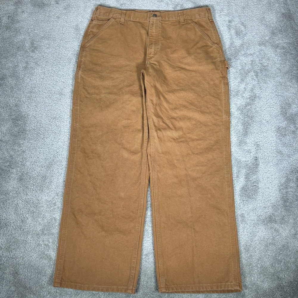 Carhartt B11 Pants Mens 38x30 Tan Brown Canvas Heavy Loose Original Fit Workwear